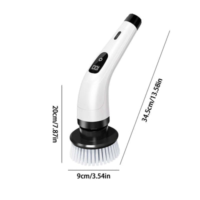 Motorized Rotary Scrubber Power Scrubber Cordless Cleaning Brush, Removable Long Handle, 8 Interchangeable Brush Heads, Quick Charge Power Scrubber